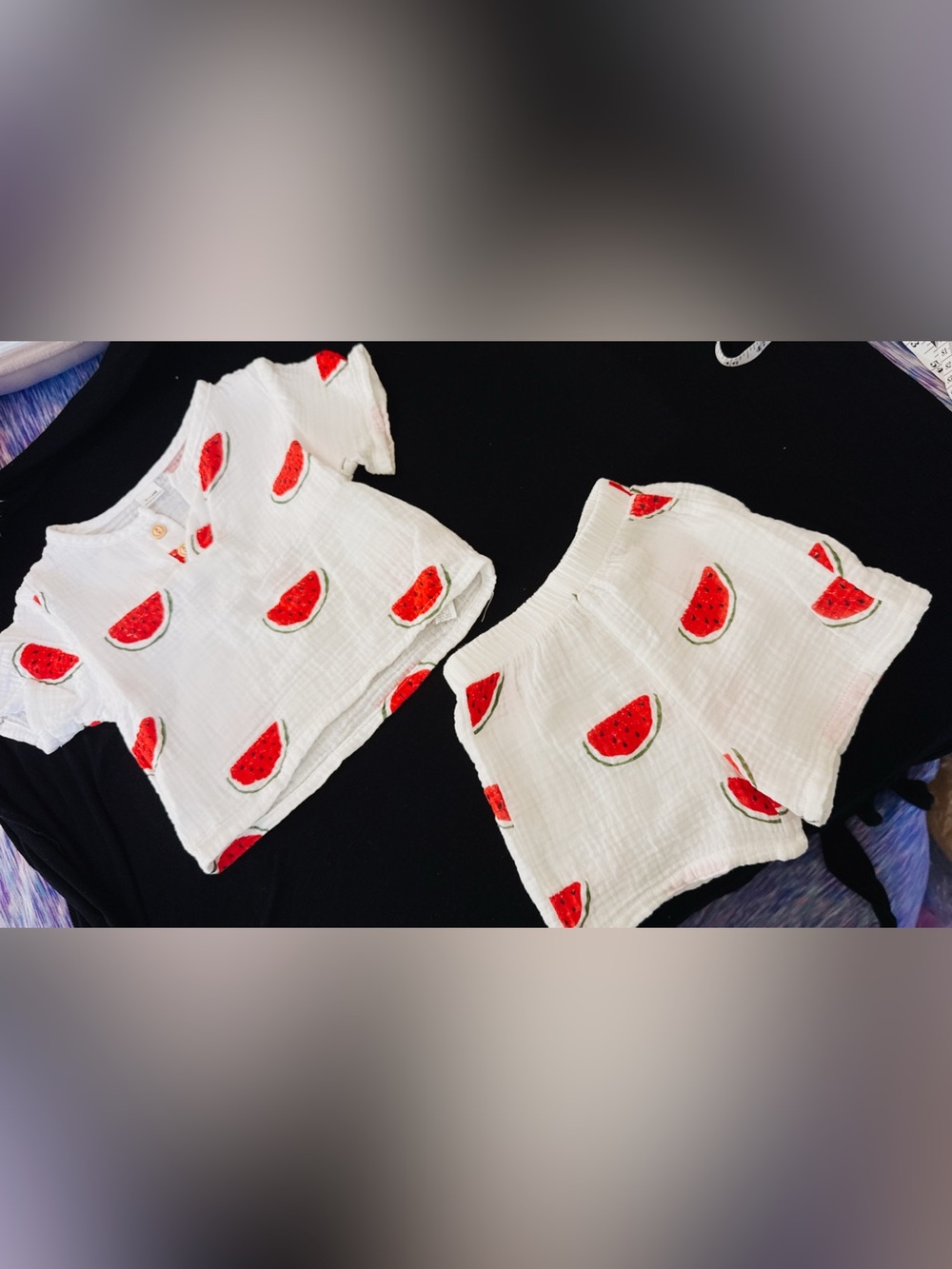& Other Stories White Pajama Set with Red Watermelon Motif
